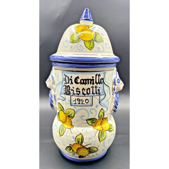 Di Camillo Biscotti 1920 Jar Hand Painted 13" Tuscany Italy Lemons MINT Conditio - Picture 1 of 15